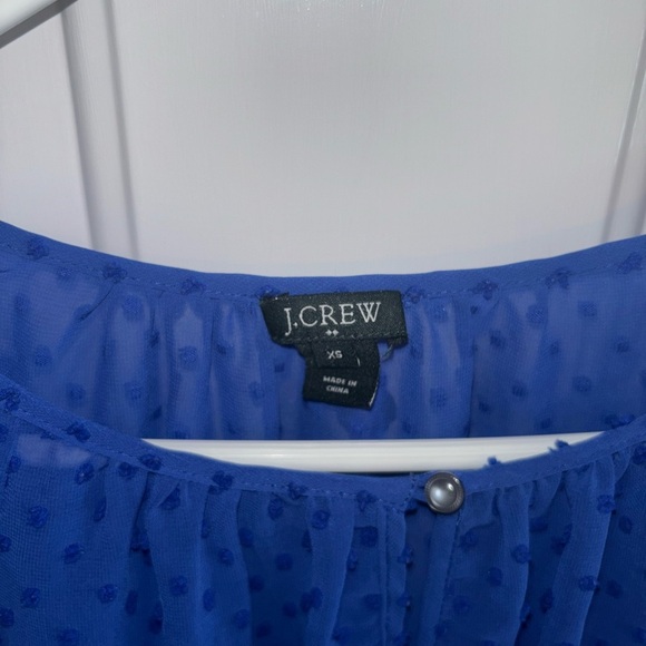 J.Crew XS Blue Swiss Dot Sheer Blouse Long Sleeve Lightweight Top - Picture 2 of 4